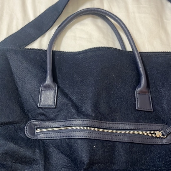 DSW Bags Large Blue Felt Duffel Bag With Handles Strapspockets